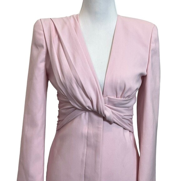 ZARA Draped Blazer Mini Dress Pink Ruched Knot Front Women’s Size XS V-Neck - Picture 3 of 13